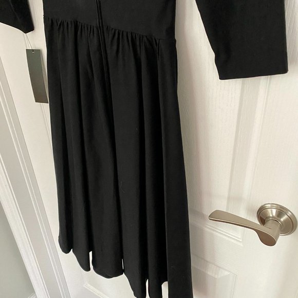 NWT Stop Staring Black 1950's Retro Cocktail Dress 3/4 Sleeve Pleated Full Skirt - Picture 10 of 13